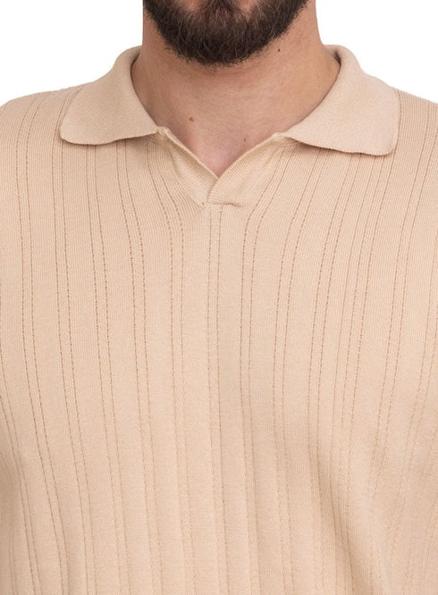 Beige F - Polo Neck Pullover - Khotwh